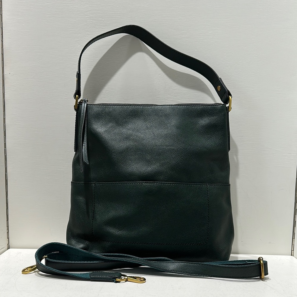 FOSSIL “Amelia” Dark Green Leather Hobo/ Crossbody Bag
